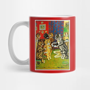 Cat Tea Party: A Louis Wain abstract psychedelic Art Print Mug